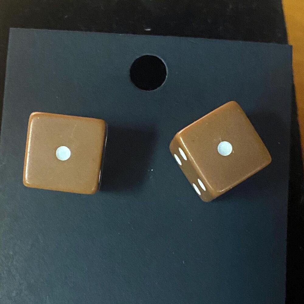 Handmade Snake Eyes Dice Stud Earrings, Upcycled Jewelry